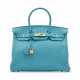 A TURQUOISE TOGO LEATHER BIRKIN 35 WITH GOLD HARDWARE - фото 1