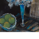 Lin FENGMIAN (1900-1991) Vase fleuri et pommes Encre polychrome sur papier - Foto 1