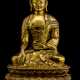 Feuervergoldete Bronze des Buddha Shakyamuni auf einem Lotos - Foto 1