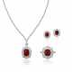 SPINEL AND DIAMOND RING, EARRINGS AND NECKLACE SET - photo 1