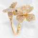Ring: sehr dekorativer Goldschmiedering "Kolibri und Blüte", hochfeiner Brillantbesatz von insg. 2,26ct - Foto 1