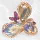 Ring: äußert dekorativer Designer-Blütenring mit Opal-, Rubin- und Brillantbesatz, Neuware - photo 1