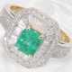 Ring: wertvoller, sehr dekorativer und moderner Smaragd/Diamant-Damenring, Handarbeit, ca.1,6ct Diamanten - фото 1
