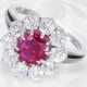 Ring: äußerst dekorativer und hochwertiger vintage Rubin/Brillant-Blütenring, ca. 4,35ct - photo 1
