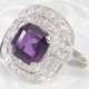 Ring: wertvoller Diamant-Goldschmiedering mit seltenem intensiv violetten natürlichen Saphir, incl. Gutachten - photo 1
