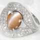 Ring: extravaganter Platinring mit großem Cat-Eye Chrysoberyll und feinsten Brillanten, neuwertig - Foto 1