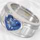 Ring: moderne und äußerst solide Goldschmiedearbeit mit einem Herz-Saphir von ca. 4ct und feinen Diamanten - photo 1