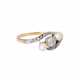 Ring mit Altschliffdiamant ca. 0,17 ct, 2 Perlen und 10 Diamantrosen, - фото 1