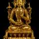 Feine feuervergoldete Bronze des Avalokitesvara - Foto 1