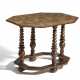 Small table with octagonal top and leather covering - photo 1