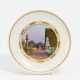 Plate with village view and gold enamel decor - фото 1