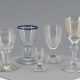 Goblet with monogram and schnapps glass with blue rim - фото 1