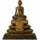 Bronze des Buddha Shakyamuni im Meditationssitz auf getrepptem Thron - фото 1