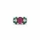 SPINEL, EMERALD AND DIAMOND RING - фото 1