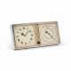 ART DECO CARTIER ENAMEL, SILVER AND GOLD CLOCK, CALENDAR AND THERMOMETER - Foto 1