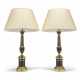 A PAIR OF RESTAURATION GILT-METAL AND PATINATED-BRONZE TABLE LAMPS - photo 1