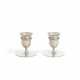 A PAIR OF FRENCH SILVER AND GOLD SMALL CANDLESTICKS - фото 1