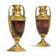 A PAIR OF GEORGE III ORMOLU AND BLUE JOHN CANDLE VASES - фото 1
