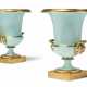 A PAIR OF TURQUOISE-GROUND TWO-HANDLED CAMPANA VASES - photo 1