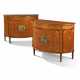 A PAIR OF GEORGE III GILT-METAL MOUNTED EAST INDIAN SATINWOOD, INDIAN ROSEWOOD, SYCAMORE, HAREWOOD, MARQUETRY AND PAINTED DEMI-LUNE COMMODES - Foto 1