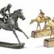 A PAIR OF GILT-ELECTROTYPE EQUESTRIAN GROUPS OF JOCKEYS AND RACEHORSES - photo 1