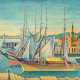 Pointillistischer Maler Um 1930. Segelschiffe im Hafen. - фото 1