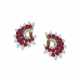 NO RESERVE - RUBY AND DIAMOND EAR CLIPS - Foto 1