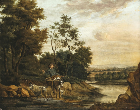 Bauern Mit Jungem Stier Und Anderen Tieren Am Wasser Ufer Barend Hendrik Thier main image 1