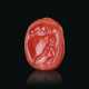 AN ETRUSCAN CARNELIAN SCARAB WITH HERCLE CARRYING A BOULDER - photo 1