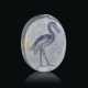 A GRECO-PERSIAN BLUE CHALCEDONY SCARABOID OF A HERON - photo 1