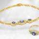 Zierliches Saphir/Brillant-Goldschmiede-Armband mit passendem Ring, 18K Gold - Foto 1