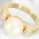 Ring: massiver Goldschmiedering mit feiner Perle und Brillanten, Wempe-Markenschmuck - фото 1