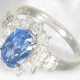Ring: Platinring mit sehr wertvollem Ceylon Saphir "NO HEAT" und feinstem Diamantbesatz, neuwertig - photo 1