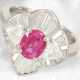 Ring: exklusiver Platinring mit "Vivid Pink Red" Burmarubin und wertvollem Diamantbesatz, IGI-Zertifikat - Foto 1