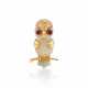 MID 20TH CENTURY CARTIER CHALCEDONY, RUBY AND GOLD OWL BROOCH - Foto 1