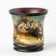 FINE PAINTED RUSSIAN LACQUER BEAKER SHOWING A TROIKA - photo 1