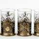 EIGHT SOVIET SILVER TEA GLASS HOLDERS WITH ORIGINAL GLASSES - photo 1