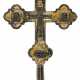 LARGE RUSSIAN SILVER BENEDICTION CROSS WITH NIELLO APPLICATIONS - photo 1