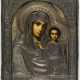 RUSSIAN ICON WITH SILVER OKLAD SHOWING THE MOTHER OF GOD KAZANSKAYA - Foto 1