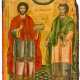 MONUMENTAL GREEK ICON SHOWING ST. COSMAS AND ST. DAMIAN - фото 1