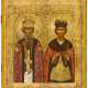 RUSSIAN GOLDGROUND ICON SHOWING ST. VLADIMIR AND ST. ALEXANDER NEVSKY - фото 1