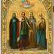 RUSSIAN GOLDGROUND ICON SHOWING ST. MONK JOHN, ST. ALEXANDER NEVSKY, ST. TATYANA AND ANOTHER SAINT - photo 1