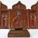 RARE NORTH-RUSSIAN WOOD CARVED TRIPTYCH SHOWING ST. NICHOLAS AND SAINTS - фото 1