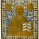 LARGE FIVE TIMES ENAMELLDED RUSSIAN METAL ICON SHOWING ST. NICHOLAS - Foto 1