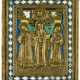 FIVE TIMES ENAMELLED RUSSIAN METAL ICON SHOWING THE 3 HOLY HIERARCHS - Foto 1
