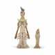 TWO PAINTED POTTERY FIGURES OF NOBLE LADIES - photo 1