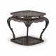 A MOTHER-OF-PEARL INLAID BLACK-LACQUERED FAN-SHAPED STAND - фото 1