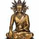 Seltene feuervergoldete Bronze des gekrönten Buddha - Foto 1