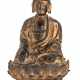 Vergoldete Bronze des Buddha Shakyamuni auf einem Lotusthron - photo 1