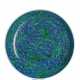 Großer Teller aus Porzellan mit grünen Drachen auf blauem Fond - Foto 1
